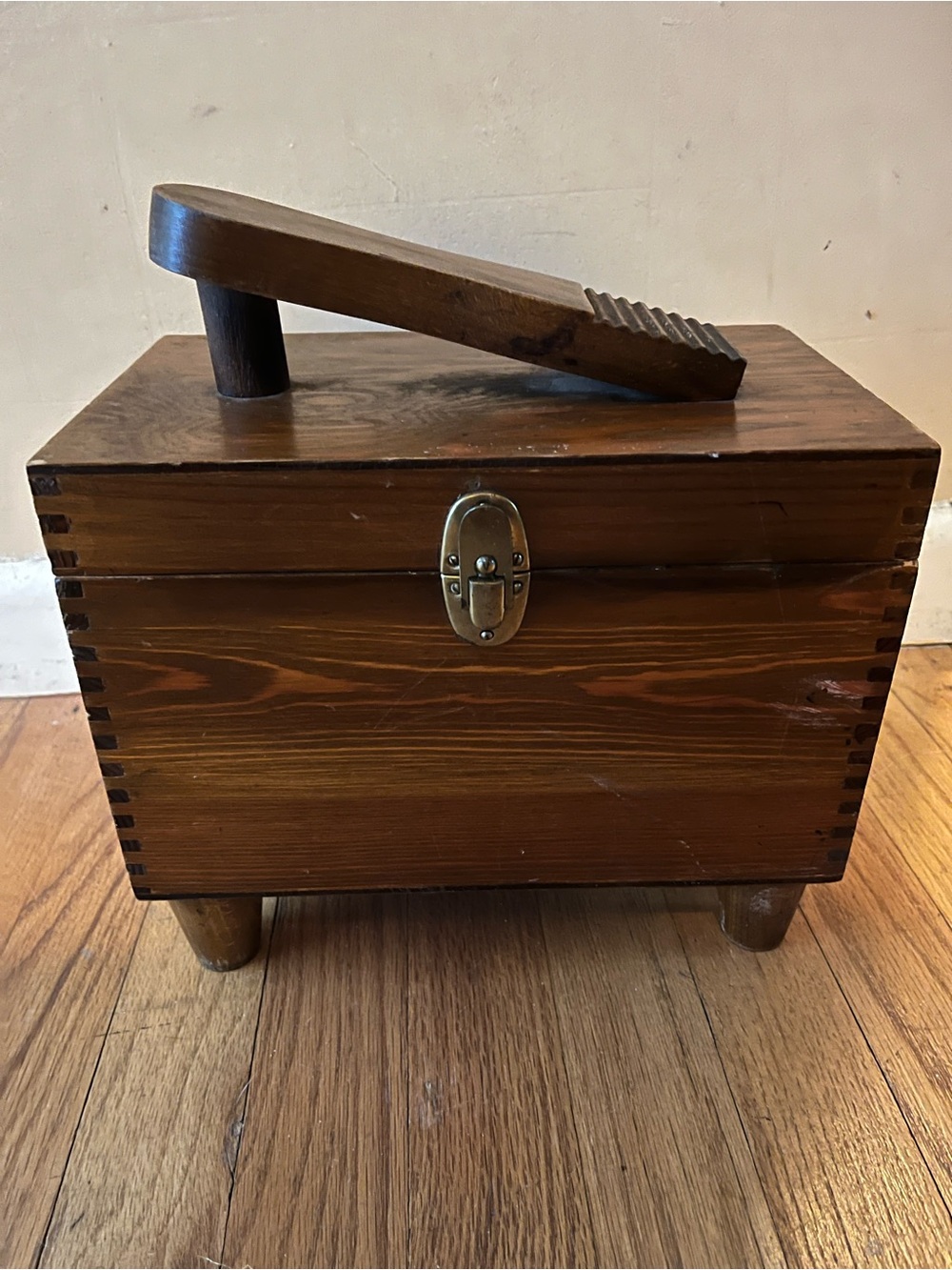 Vintage Poland wooden Shoeshine box